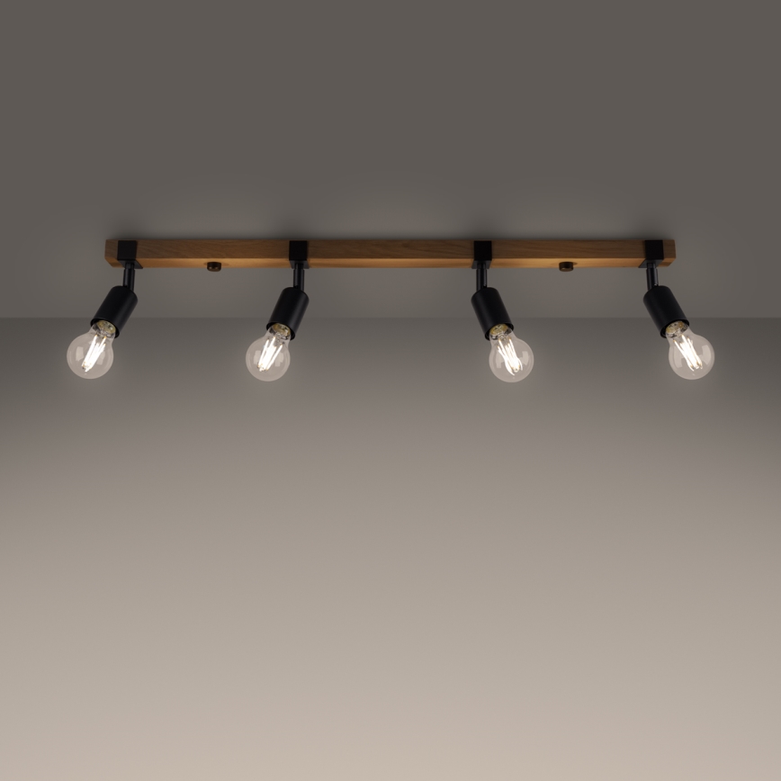 Foco ZUCA 4xE27/15W/230V preto/carvalho