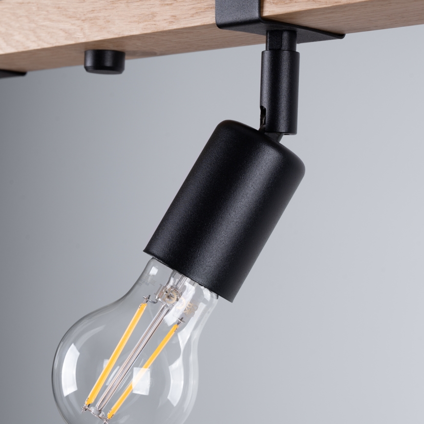 Foco ZUCA 4xE27/15W/230V preto/carvalho