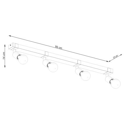 Foco ZUCA 4xE27/15W/230V preto/carvalho
