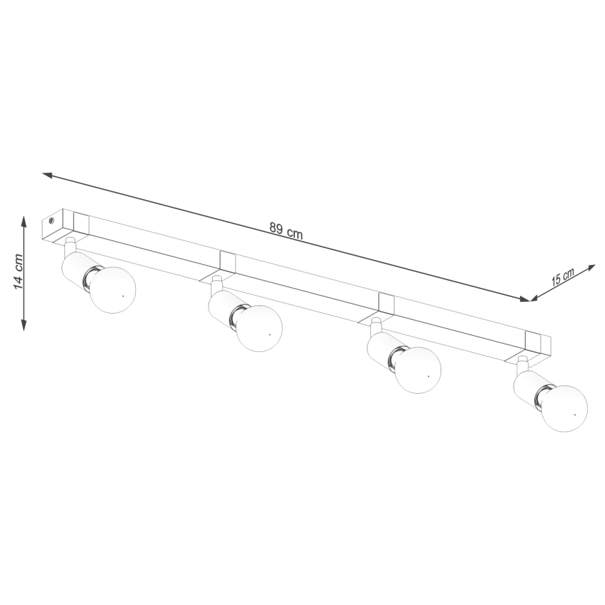 Foco ZUCA 4xE27/15W/230V preto/carvalho