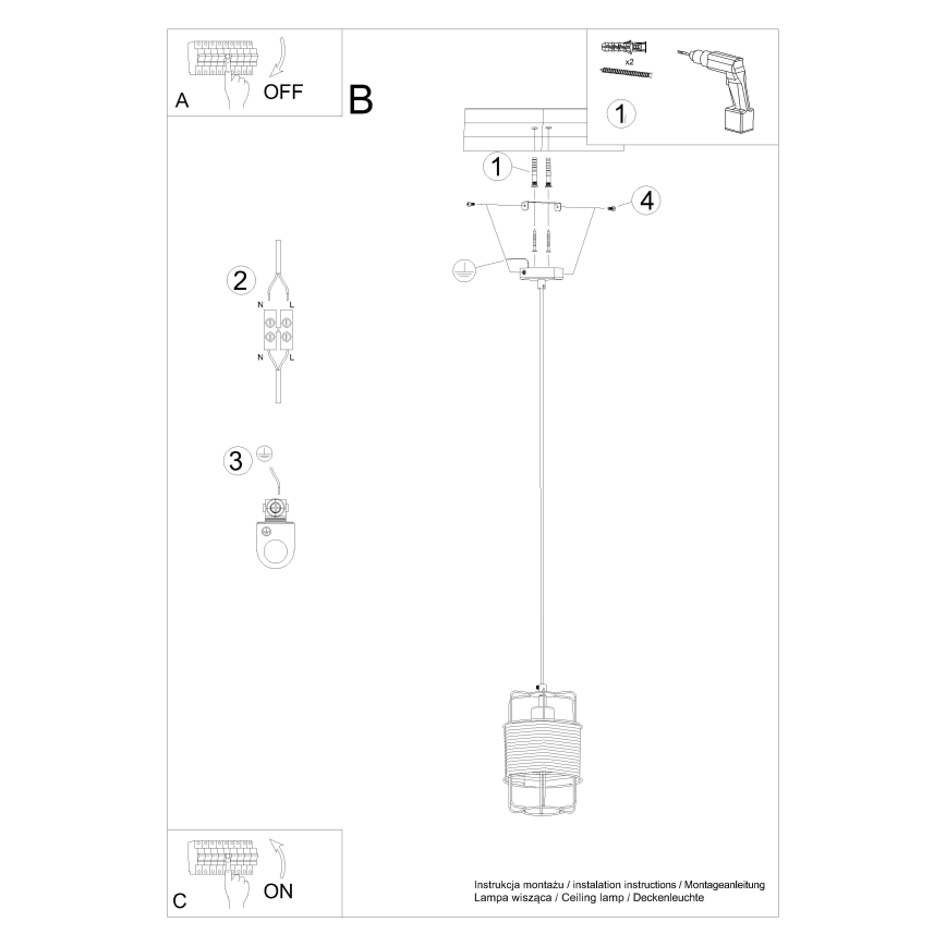 Candelabro suspenso GIZUR 1xE27/15W/230V