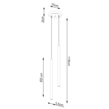Candelabro suspenso PASTELO 2xG9/8W/230V preto
