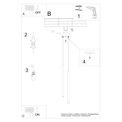 Candelabro suspenso PASTELO 2xG9/8W/230V dourada