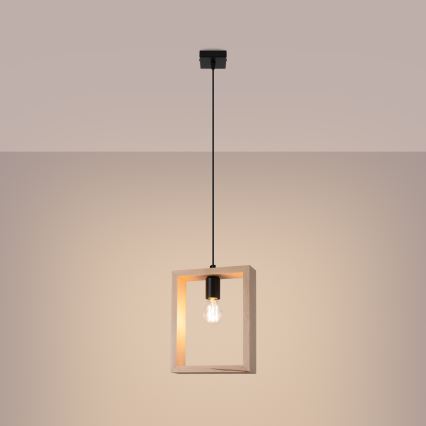 Candeeiro suspenso ARIES 1xE27/15W/230V faia/bege