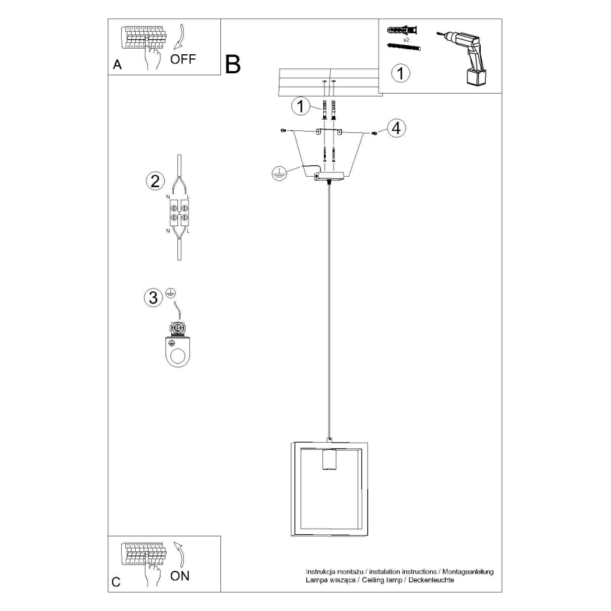 Candeeiro suspenso ARIES 1xE27/15W/230V faia/branco