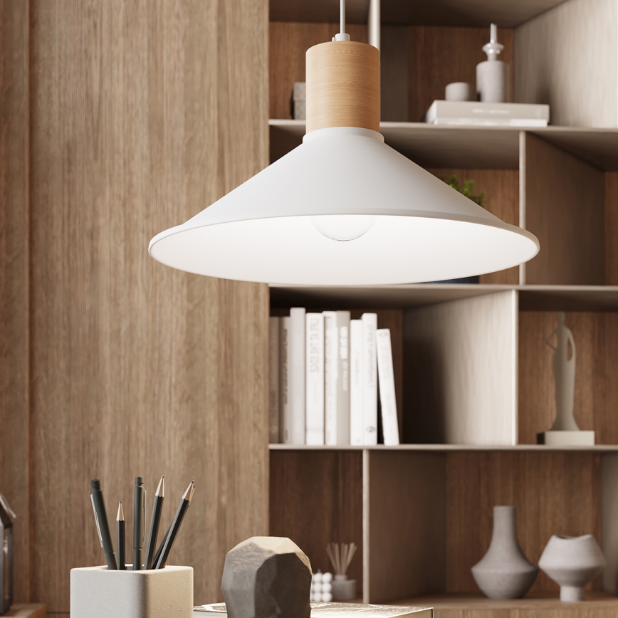 Candeeiro suspenso JAGA 1xE27/15W/230V diâmetro 30 cm branco