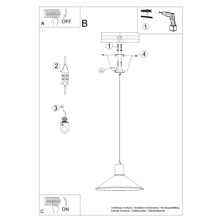 Candeeiro suspenso JAGA 1xE27/15W/230V diâmetro 30 cm branco