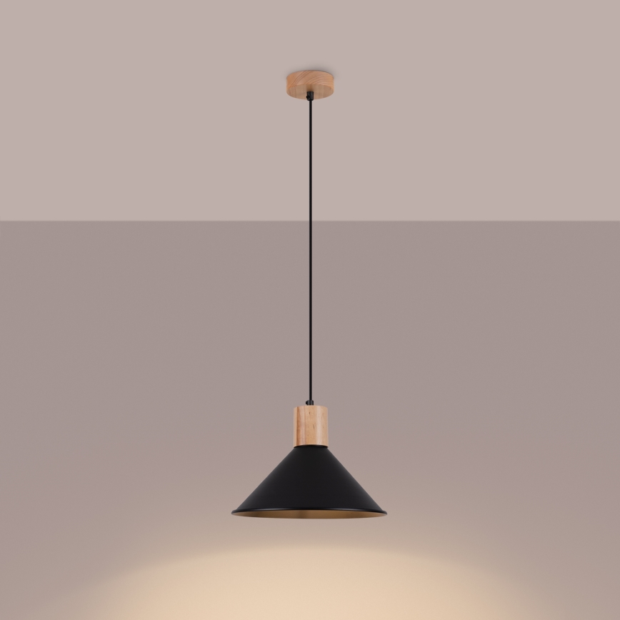 Candeeiro suspenso JAGA 1xE27/15W/230V diâmetro 30 cm preto