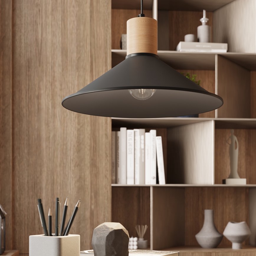 Candeeiro suspenso JAGA 1xE27/15W/230V diâmetro 30 cm preto