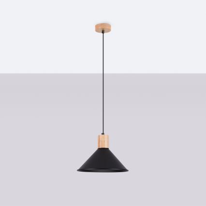 Candeeiro suspenso JAGA 1xE27/15W/230V diâmetro 30 cm preto