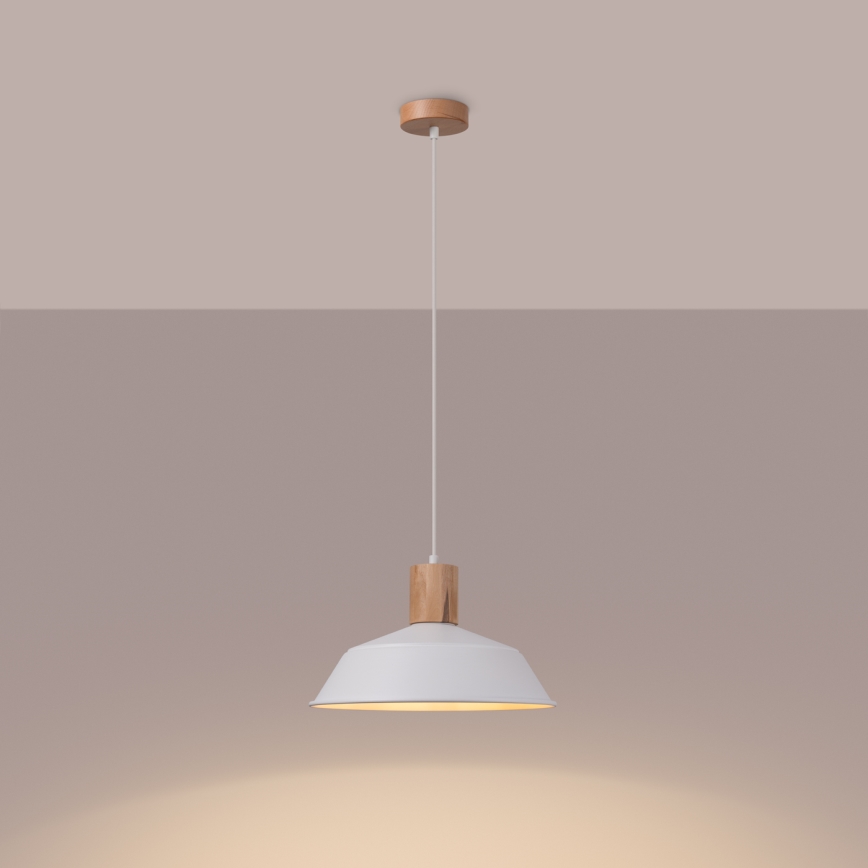 Candeeiro suspenso FANO 1xE27/15W/230V diâmetro 34 cm branco