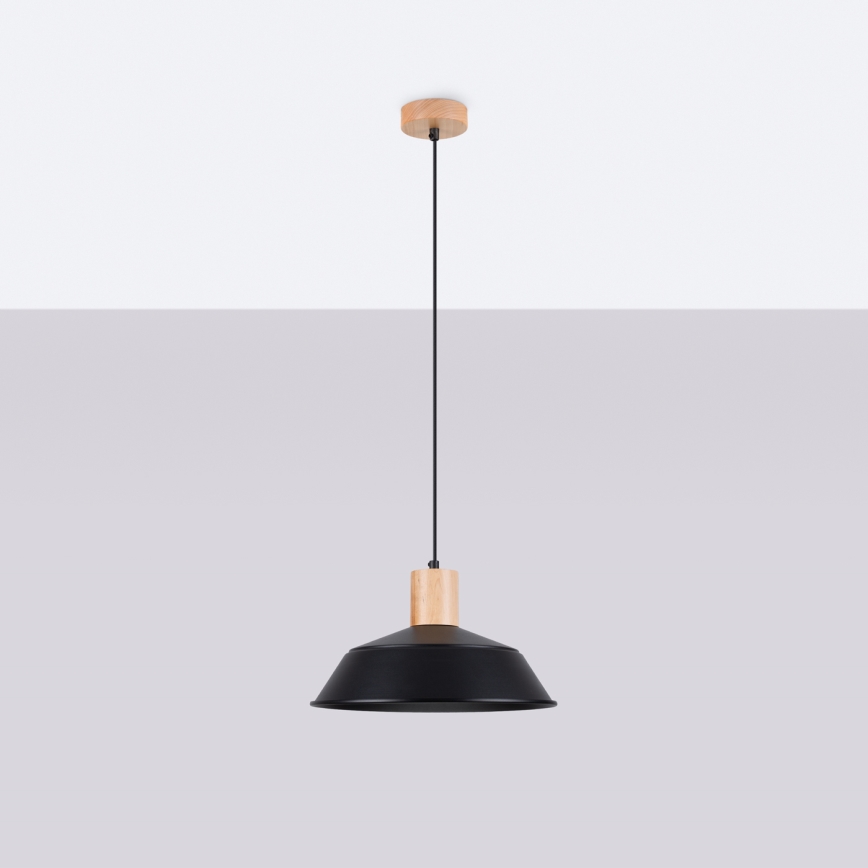 Candeeiro suspenso FANO 1xE27/15W/230V diâmetro 34 cm preto