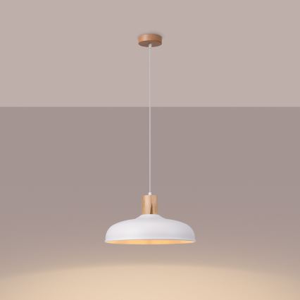 Candeeiro suspenso INDY 1xE27/15W/230V diâmetro 38 cm branco