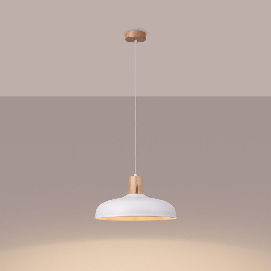 Candeeiro suspenso INDY 1xE27/15W/230V diâmetro 38 cm branco