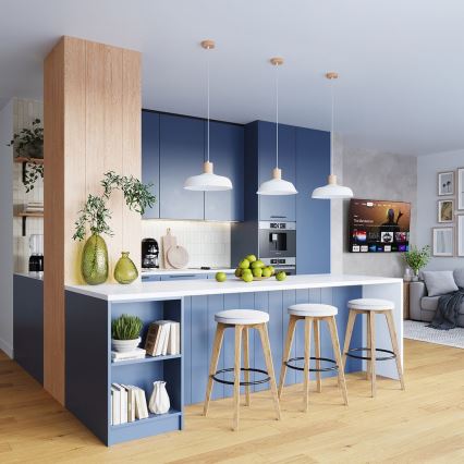 Candeeiro suspenso INDY 1xE27/15W/230V diâmetro 38 cm branco