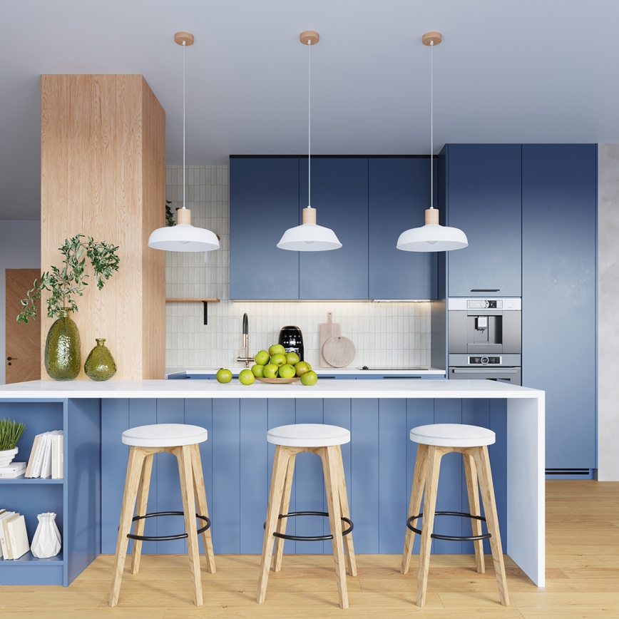 Candeeiro suspenso INDY 1xE27/15W/230V diâmetro 38 cm branco