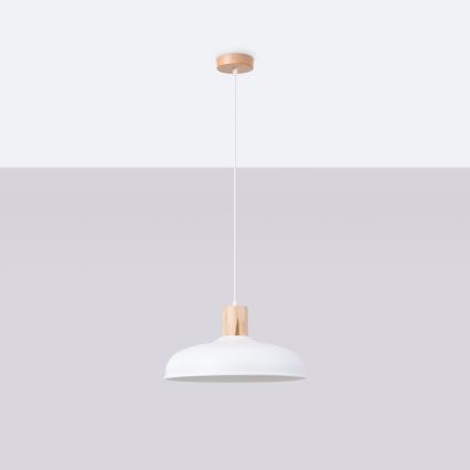 Candeeiro suspenso INDY 1xE27/15W/230V diâmetro 38 cm branco