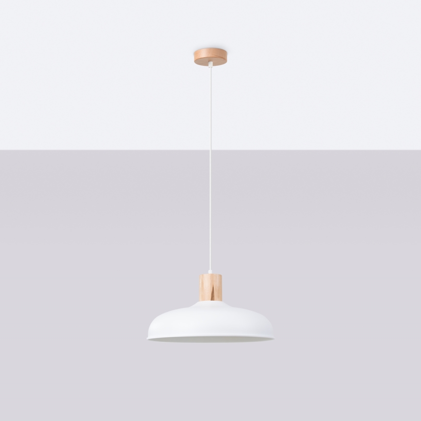 Candeeiro suspenso INDY 1xE27/15W/230V diâmetro 38 cm branco