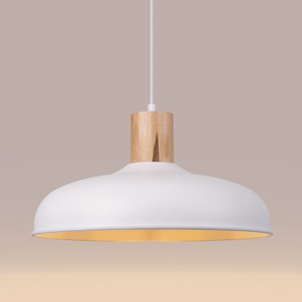 Candeeiro suspenso INDY 1xE27/15W/230V diâmetro 38 cm branco