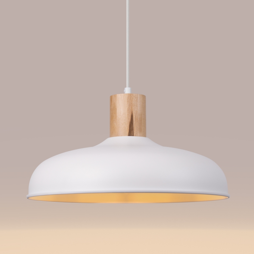 Candeeiro suspenso INDY 1xE27/15W/230V diâmetro 38 cm branco