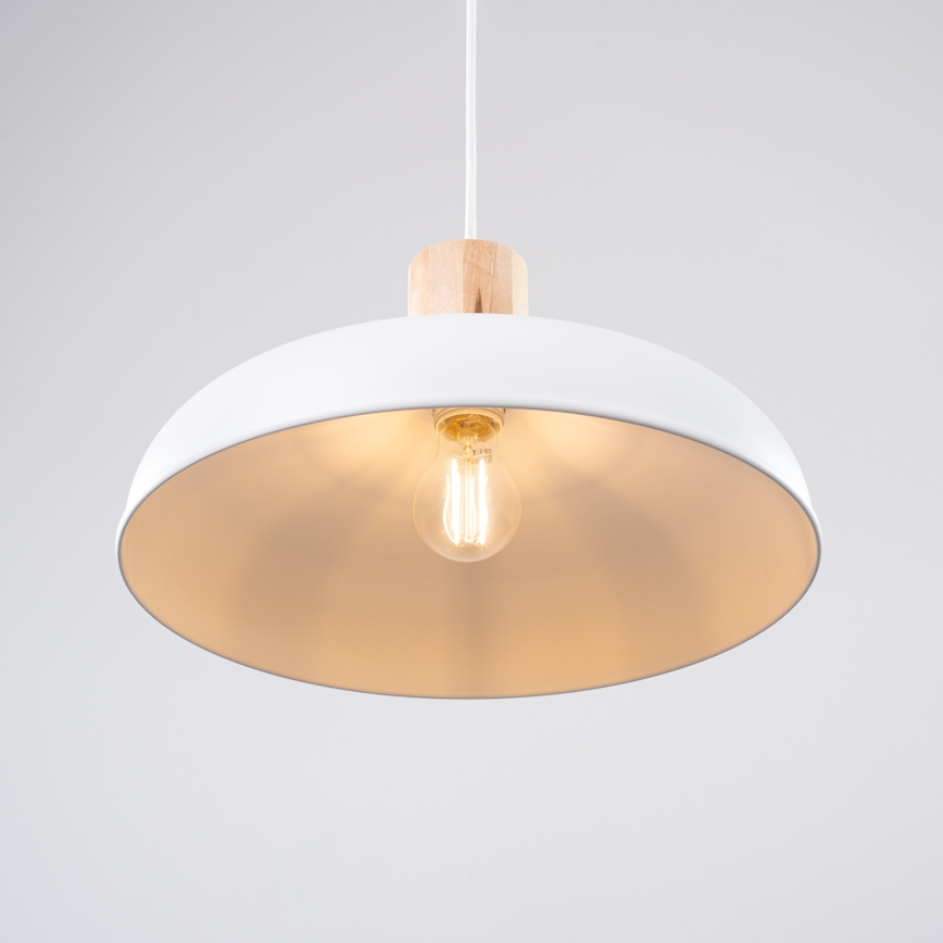 Candeeiro suspenso INDY 1xE27/15W/230V diâmetro 38 cm branco