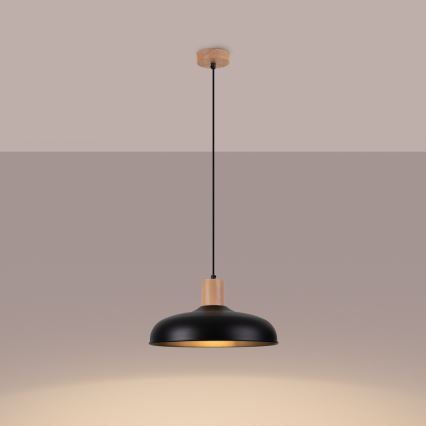 Candeeiro suspenso INDY 1xE27/15W/230V diâmetro 38 cm preto