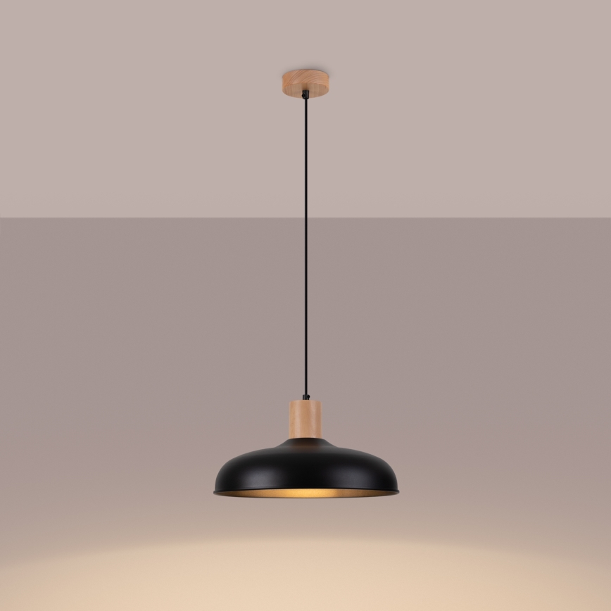 Candeeiro suspenso INDY 1xE27/15W/230V diâmetro 38 cm preto