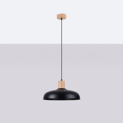 Candeeiro suspenso INDY 1xE27/15W/230V diâmetro 38 cm preto
