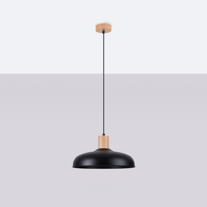 Candeeiro suspenso INDY 1xE27/15W/230V diâmetro 38 cm preto