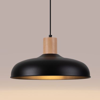 Candeeiro suspenso INDY 1xE27/15W/230V diâmetro 38 cm preto