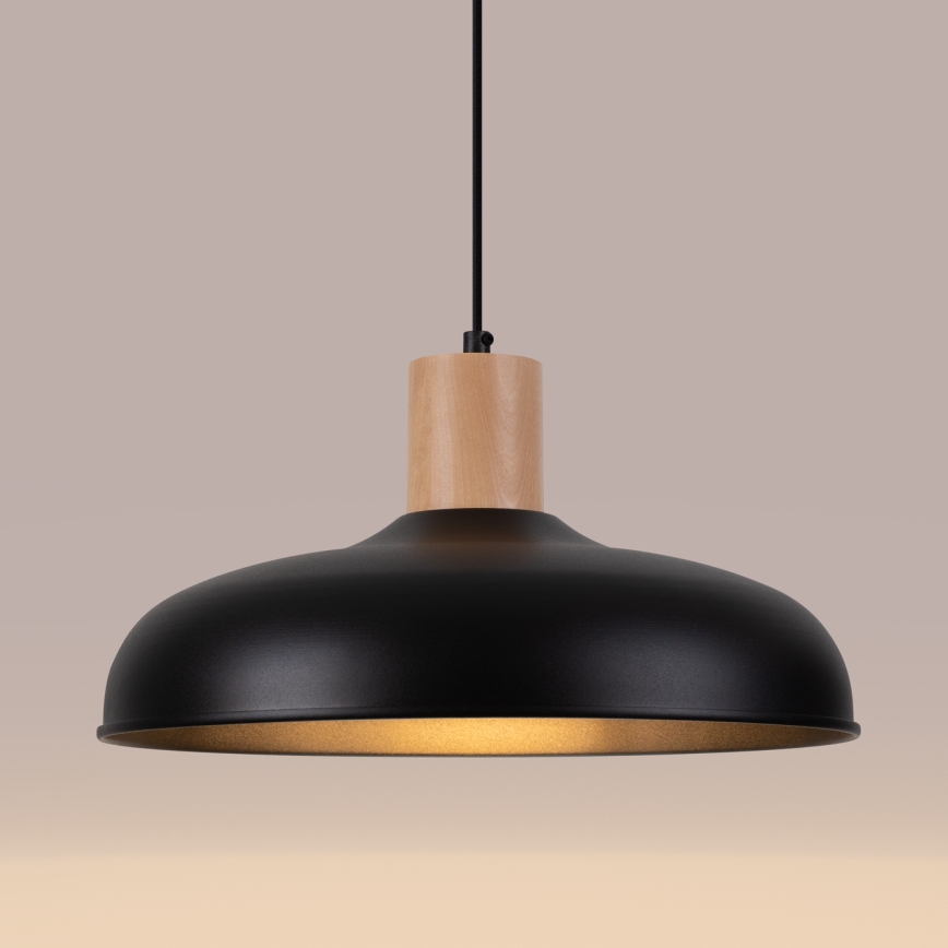 Candeeiro suspenso INDY 1xE27/15W/230V diâmetro 38 cm preto