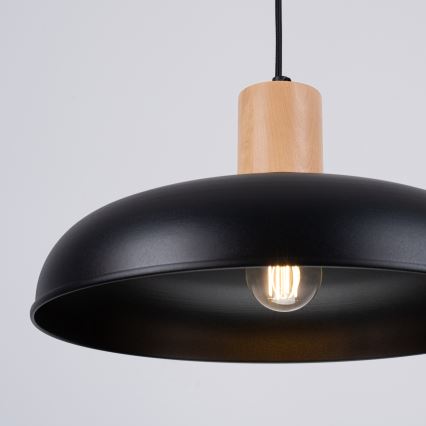 Candeeiro suspenso INDY 1xE27/15W/230V diâmetro 38 cm preto