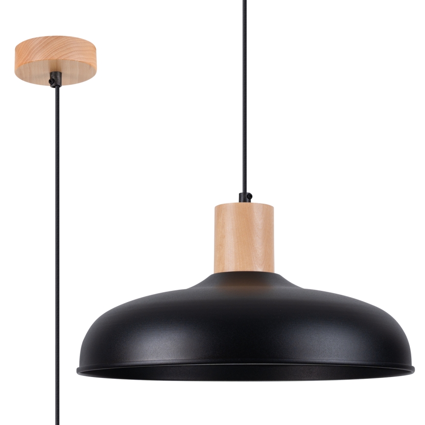 Candeeiro suspenso INDY 1xE27/15W/230V diâmetro 38 cm preto