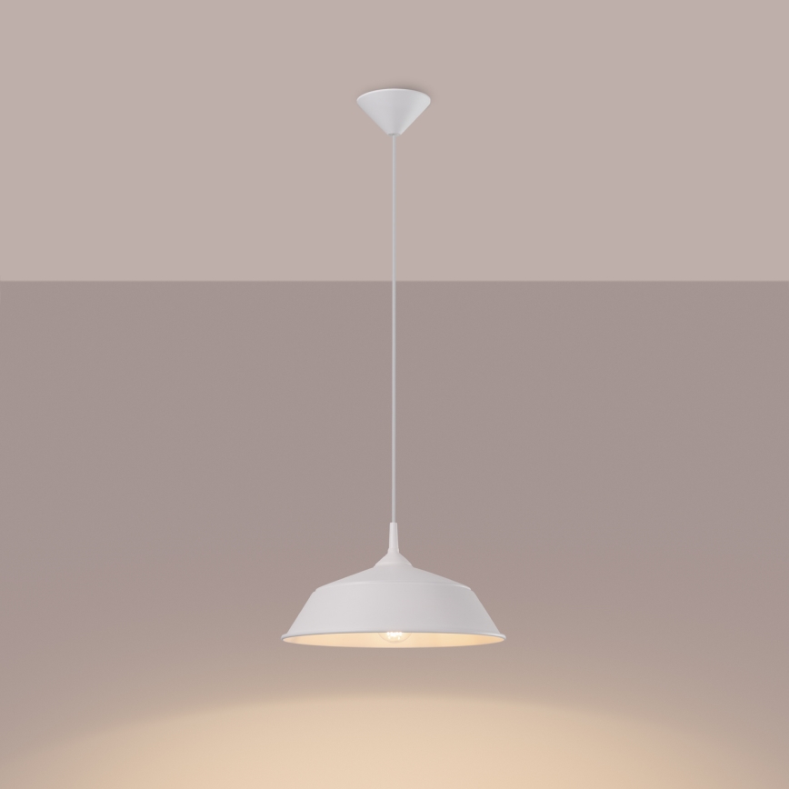 Candeeiro suspenso FRIKA 1xE27/15W/230V diâmetro 34 cm branco
