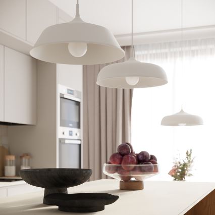 Candeeiro suspenso FRIKA 1xE27/15W/230V diâmetro 34 cm branco