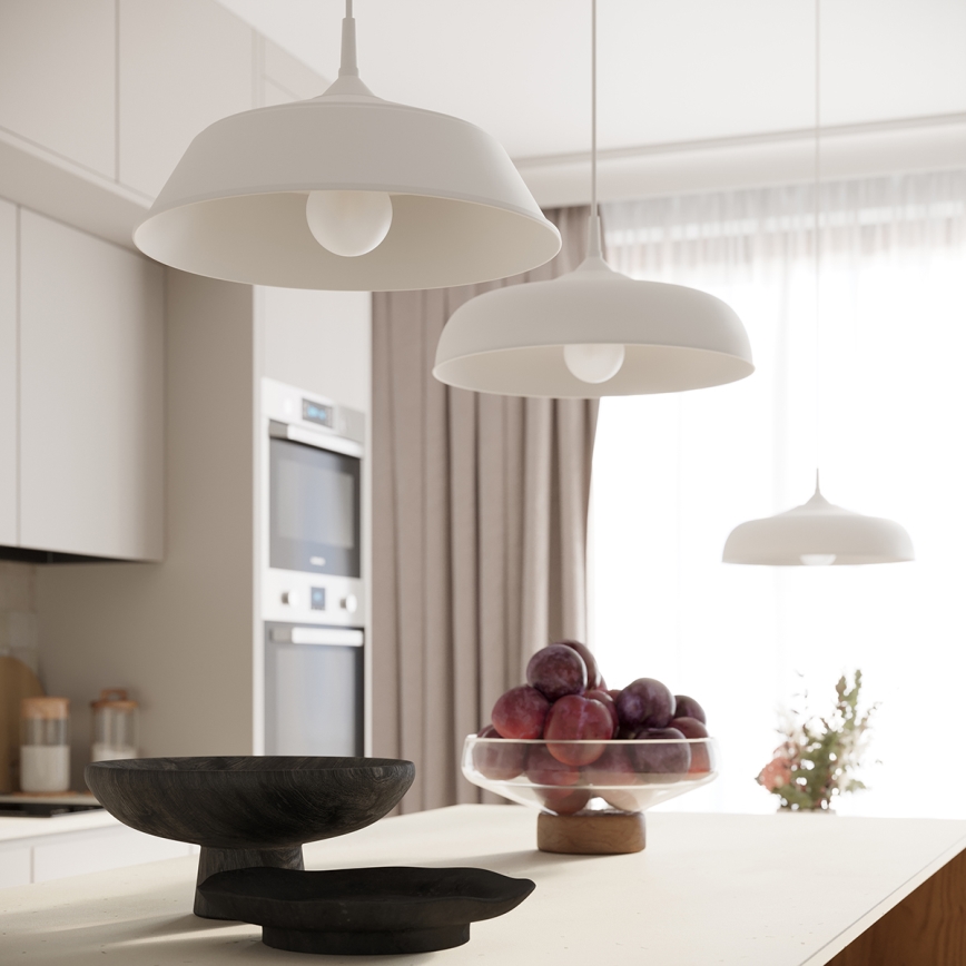 Candeeiro suspenso FRIKA 1xE27/15W/230V diâmetro 34 cm branco