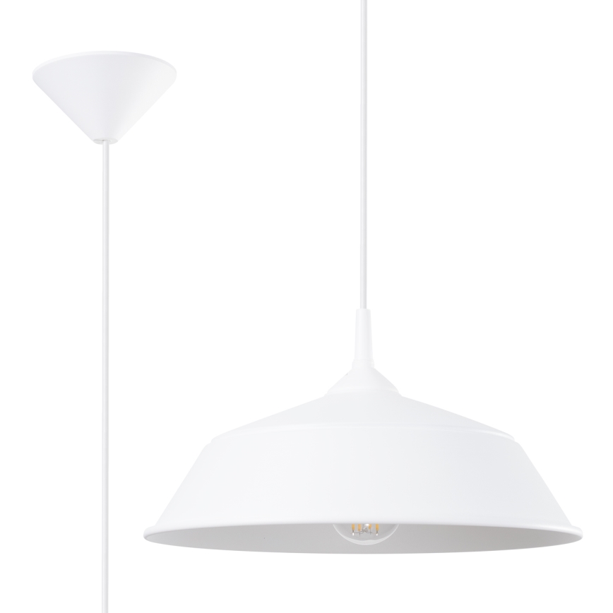 Candeeiro suspenso FRIKA 1xE27/15W/230V diâmetro 34 cm branco