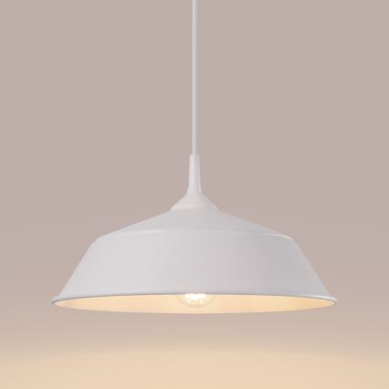 Candeeiro suspenso FRIKA 1xE27/15W/230V diâmetro 34 cm branco