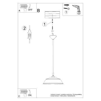 Candeeiro suspenso FRIKA 1xE27/15W/230V diâmetro 34 cm branco