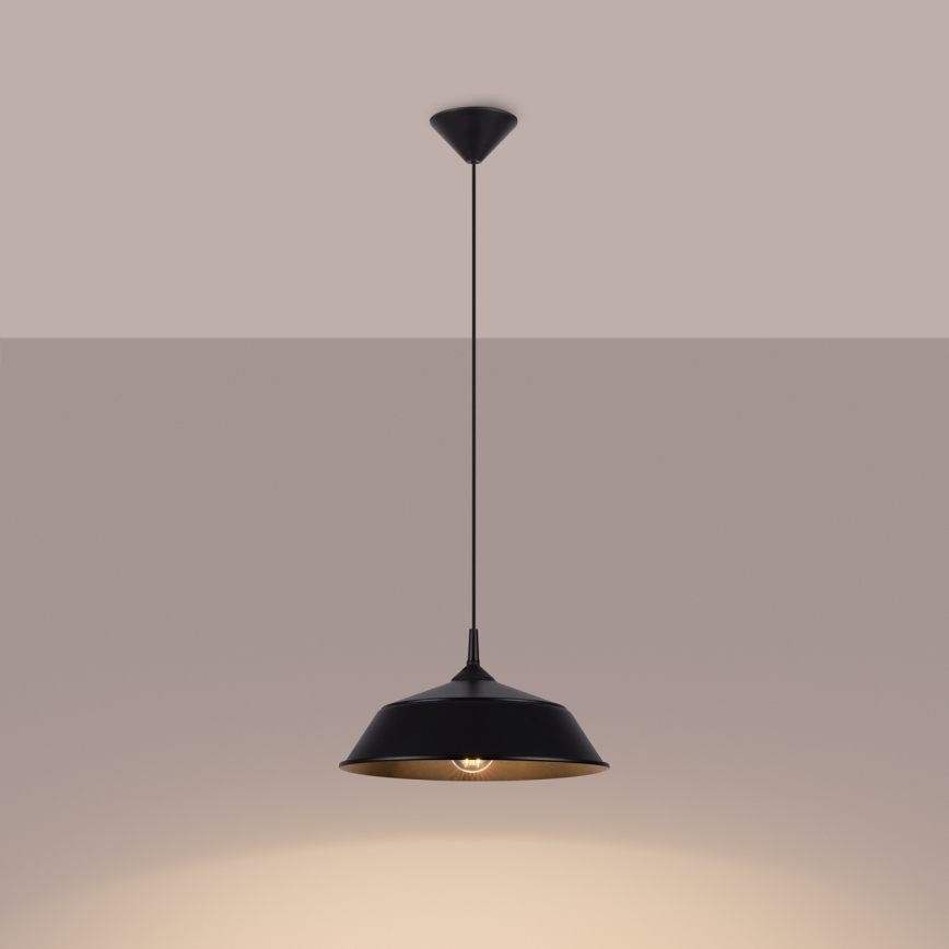 Candeeiro suspenso FRIKA 1xE27/15W/230V diâmetro 34 cm preto