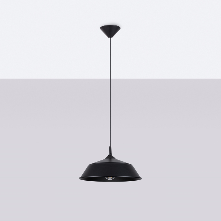 Candeeiro suspenso FRIKA 1xE27/15W/230V diâmetro 34 cm preto