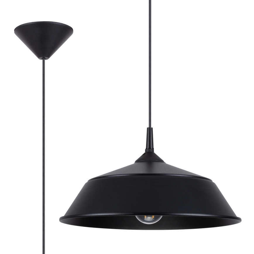 Candeeiro suspenso FRIKA 1xE27/15W/230V diâmetro 34 cm preto