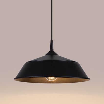 Candeeiro suspenso FRIKA 1xE27/15W/230V diâmetro 34 cm preto
