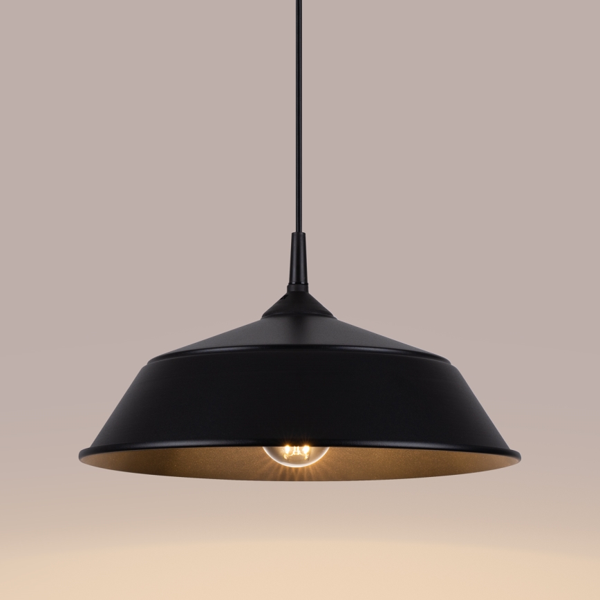 Candeeiro suspenso FRIKA 1xE27/15W/230V diâmetro 34 cm preto