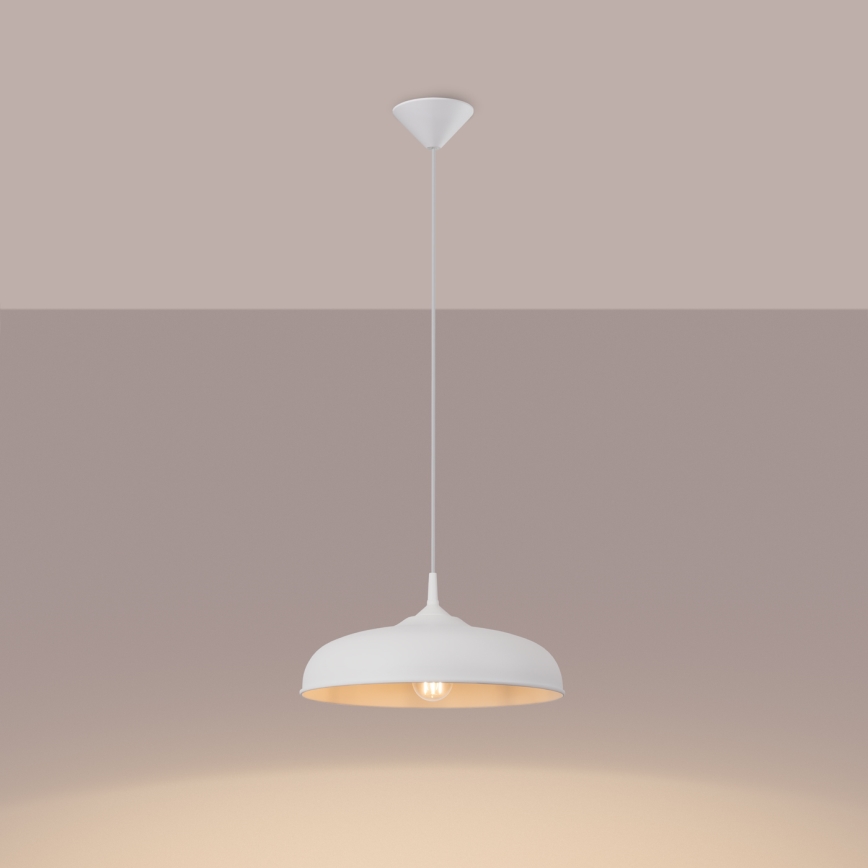 Candeeiro suspenso GINA 1xE27/15W/230V diâmetro 38 cm branco