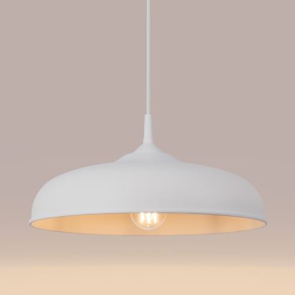 Candeeiro suspenso GINA 1xE27/15W/230V diâmetro 38 cm branco
