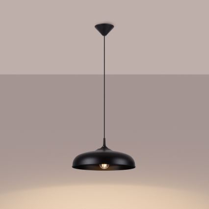 Candeeiro suspenso GINA 1xE27/15W/230V diâmetro 38 cm preto