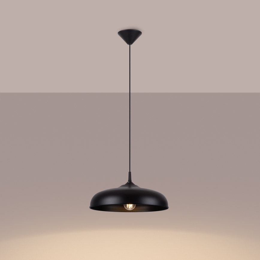 Candeeiro suspenso GINA 1xE27/15W/230V diâmetro 38 cm preto