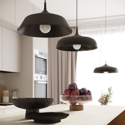 Candeeiro suspenso GINA 1xE27/15W/230V diâmetro 38 cm preto