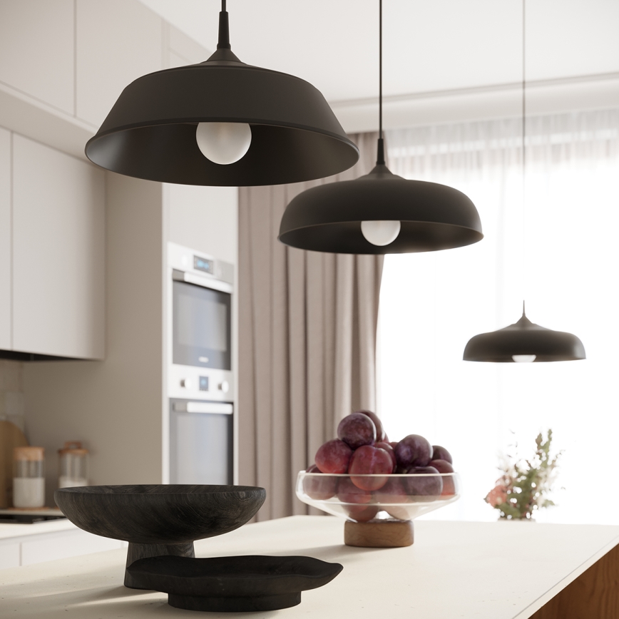 Candeeiro suspenso GINA 1xE27/15W/230V diâmetro 38 cm preto